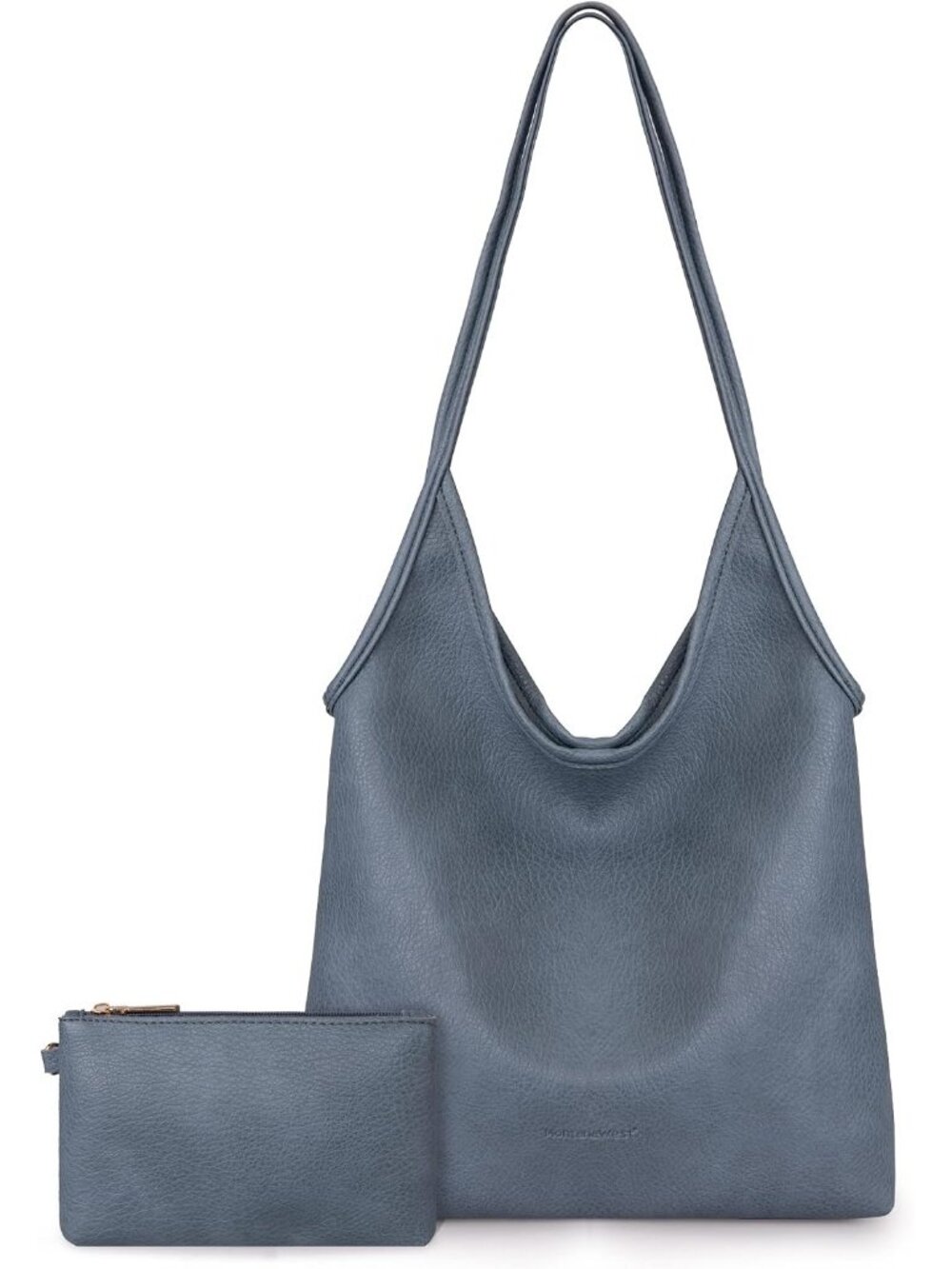 Women's Blue Leather West Slouchy Hobo Bag Designer Shoulder Purses Ladies
